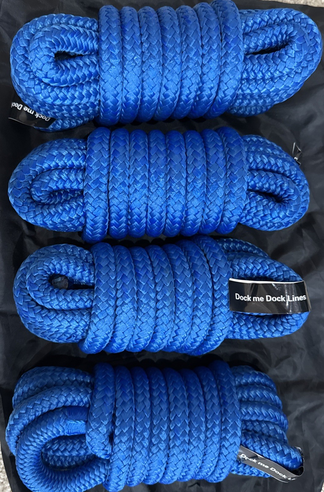 4 Pack Blue 1/2 Inch 15FT Double Braid Nylon Boat Dock Line Mooring Rope