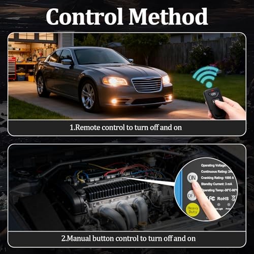 Remote Battery Disconnect Switch 12V, 240A, Kill Switch for Car Prevent Black