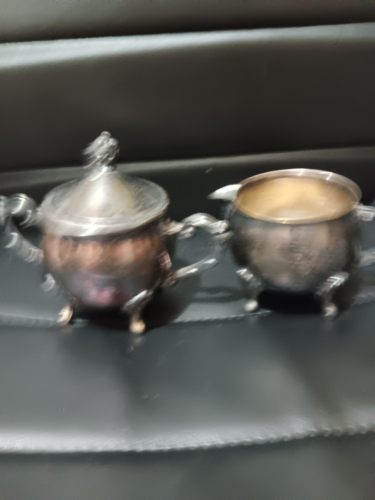 Vintage Silver Plated Creamer & Lidded Sugar Footed
