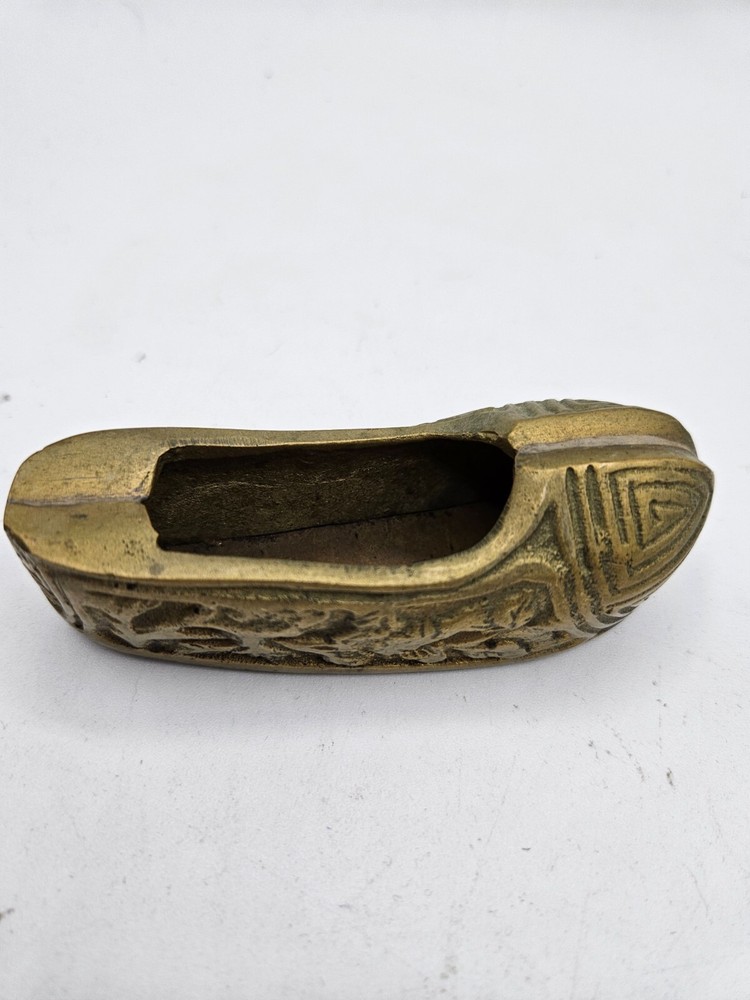 VTG. Brass Etched Slipper Ashtray India
