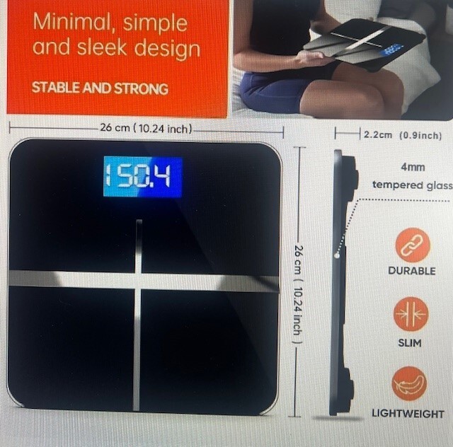 High-Precision Intelligent Body Weight Scale up to 400lbs, LED Display Screen,