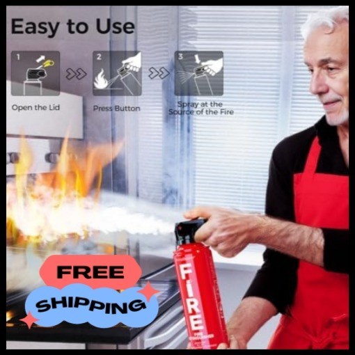 Fire Extinguisher 1-Pack – Compact ABCK Water-Based for Home, Kitchen, Car.