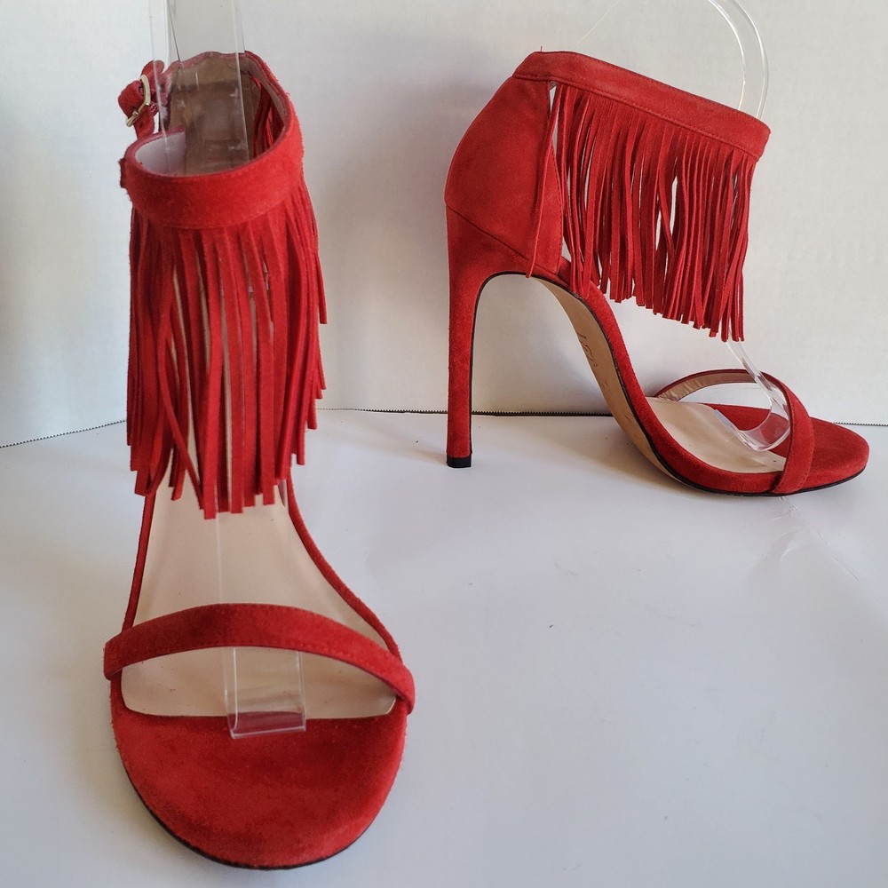 STUART WEITZMAN Lovefringe Suede Sandals Heels 8