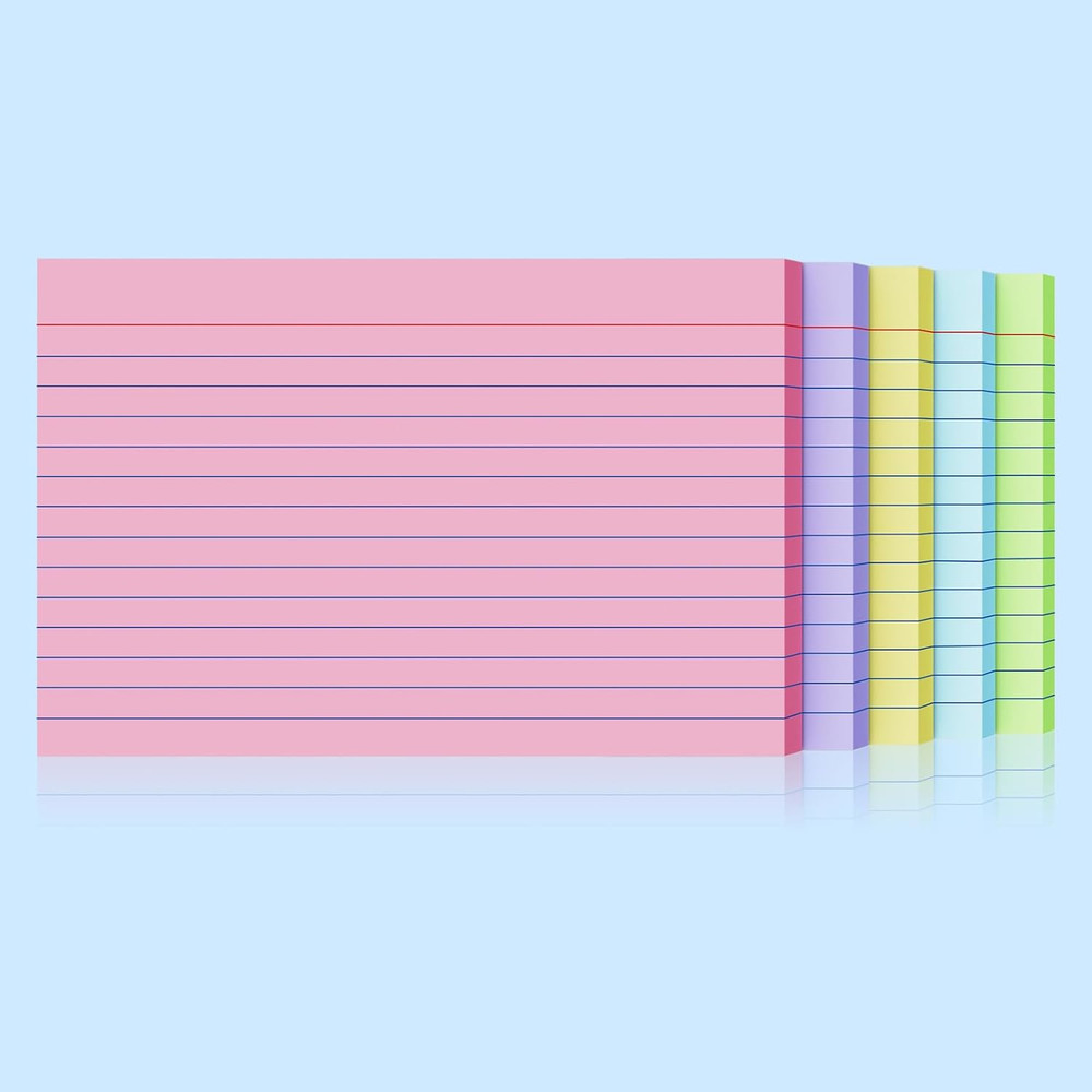 200 Count Index Cards 4x6 Inch, Colored Flash Card (40 Sheets Each), Note Taking