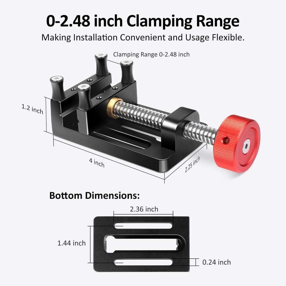 Mini Drill Press Vise with Rubber Soft Jaws, 0-2.48" Clamping Range Mini Vice...