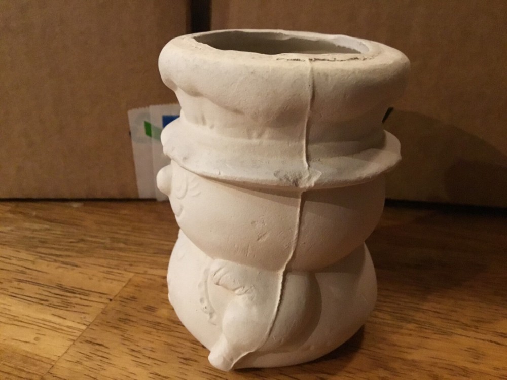 Ceramic Bisque Mold Made Ready to Paint Snowman Container