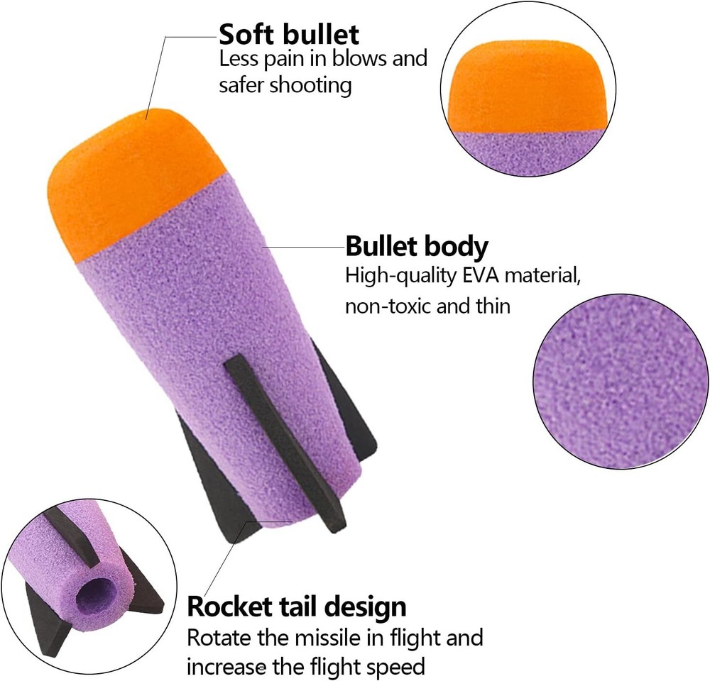 EKIND 8-Pack Mega Missile Refill Compatible for Nerf N-Strike Elite Series