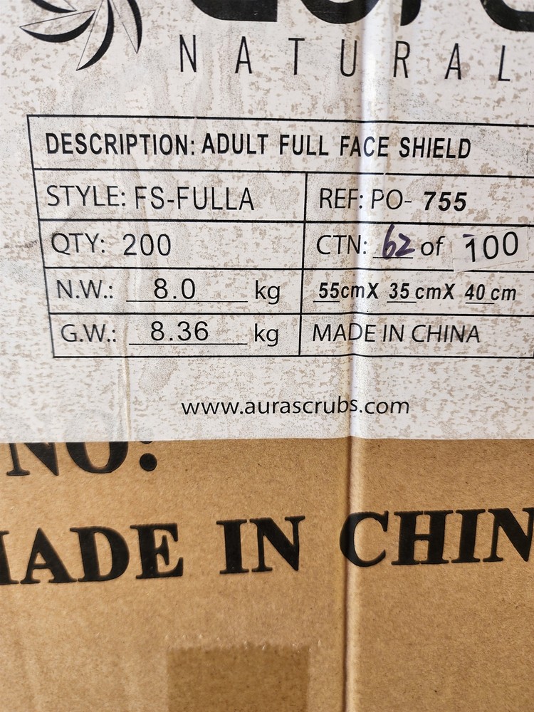 NEW Direct Splash Protection Face Shield (200/box)