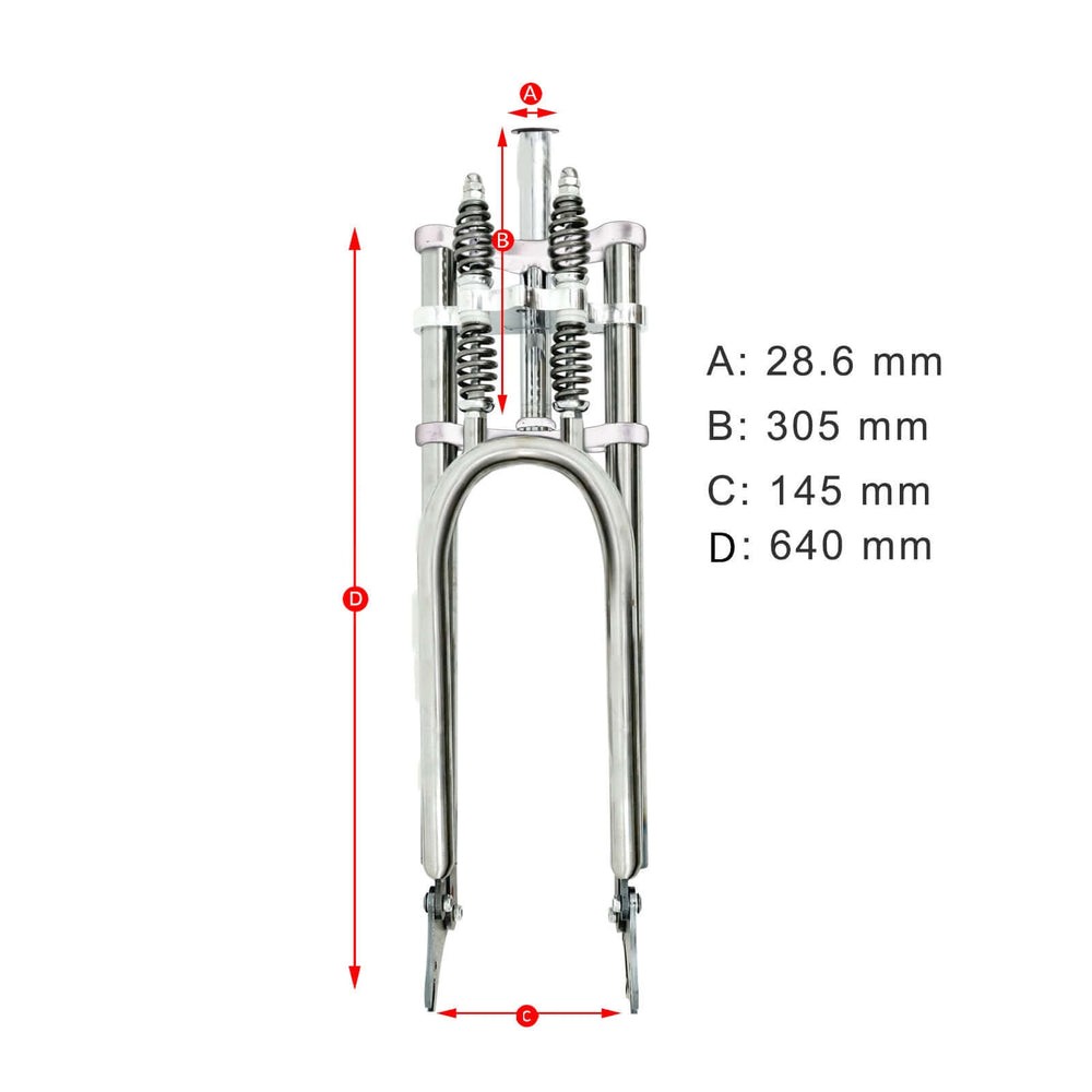 HEAVY DUTY FAT 26'' DOUBLE SPRINGER TRIPLE FORK 1" Threadless Disc Mount CHROME