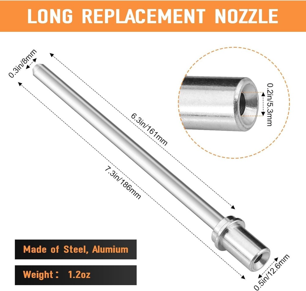 Precision Sand Blaster Extended Nozzle Kit for Le Lematec & Harbor Freight