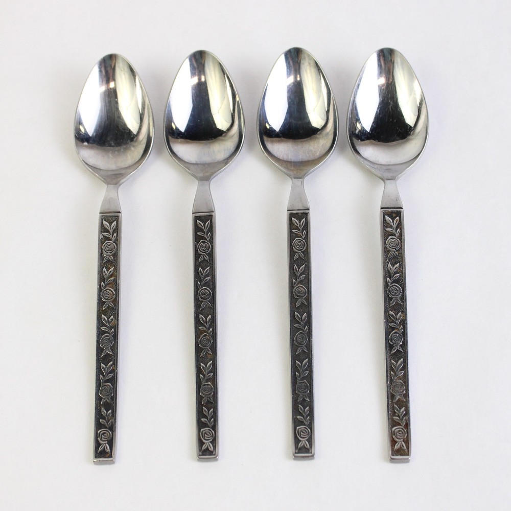 Set of 4 Eldan ELD11 Stainless Steel Teaspoons Mexicali Rose Silverware