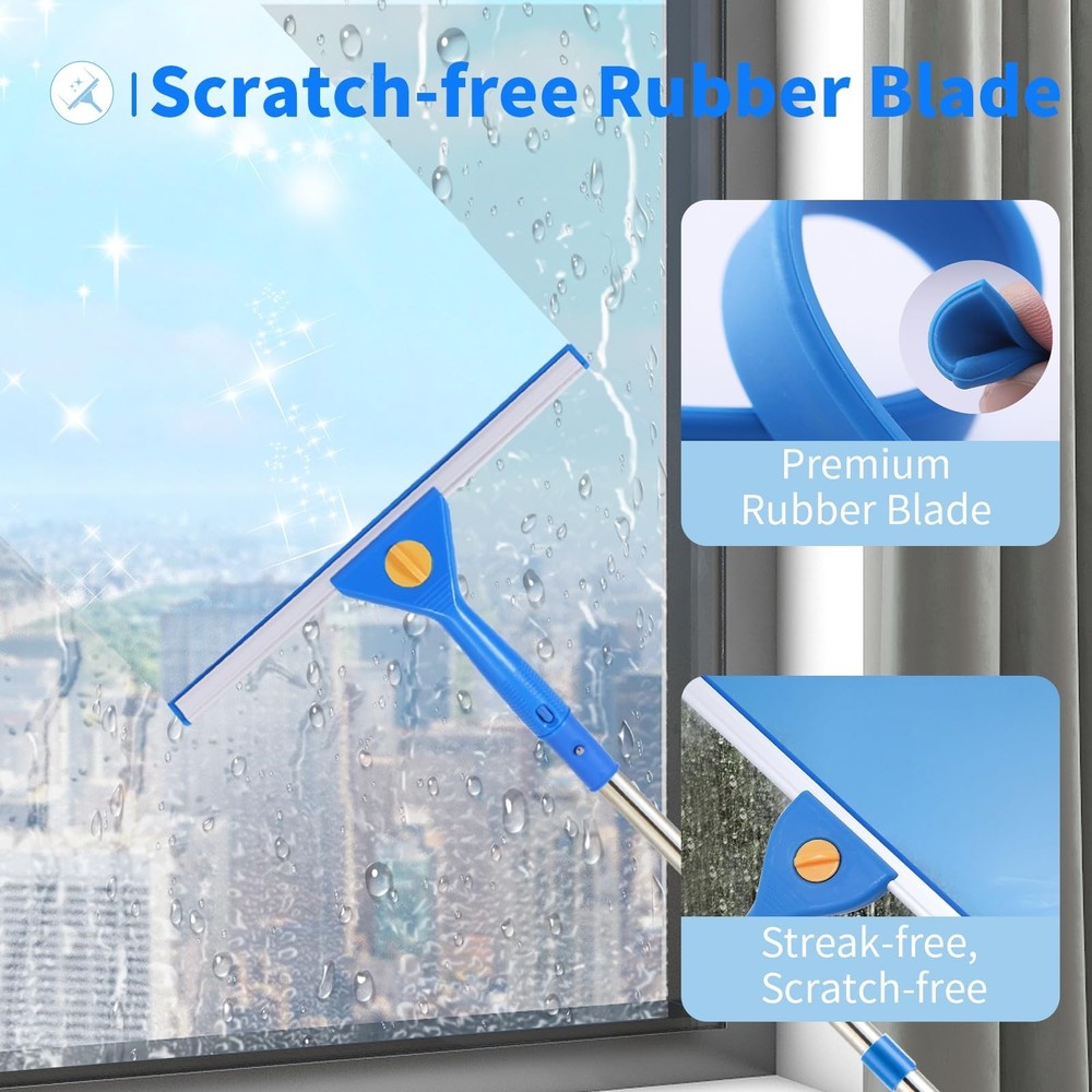 10Ft Window Squeegee Cleaner Tool with Extension Pole, Window Cleaning Kit wi...