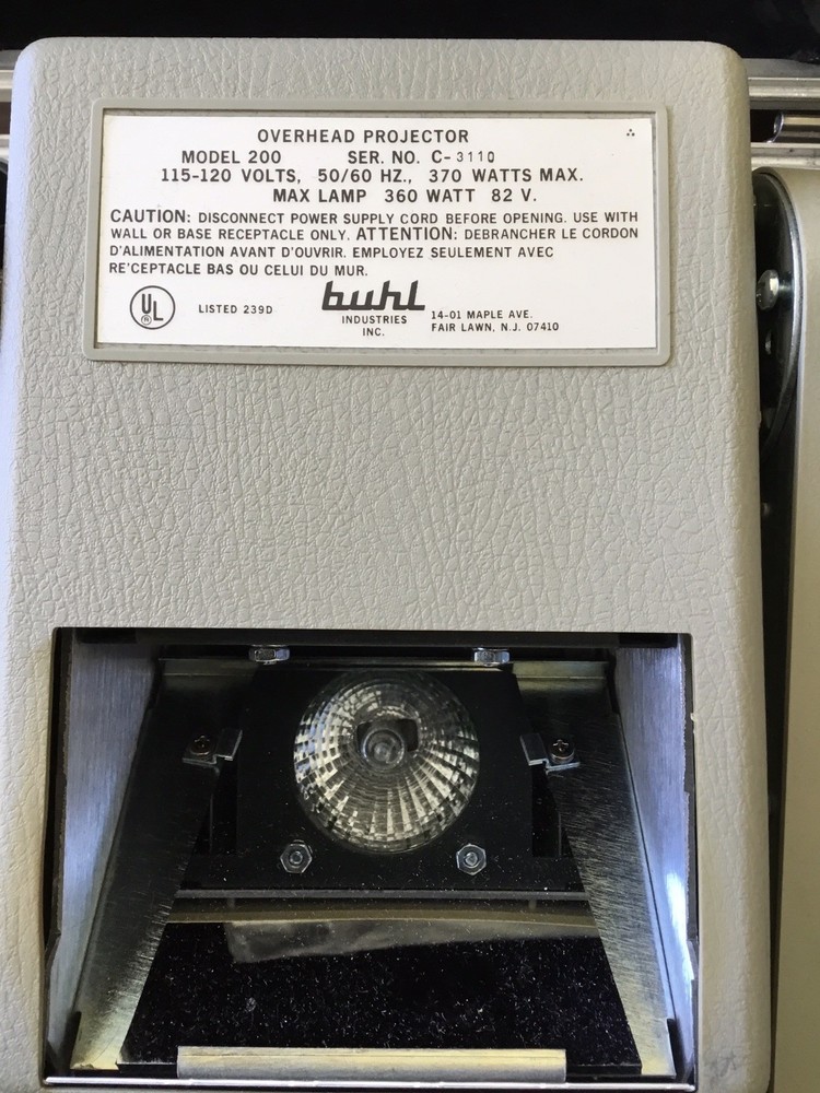 Vintage Buhl Portable Overhead Projector Model 200 with Case Manual Test Work