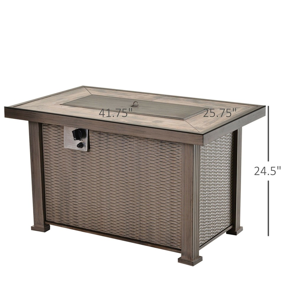 42" Propane Gas Fire Pit Table with Ceramic Table for Outdoor Patio Backyard