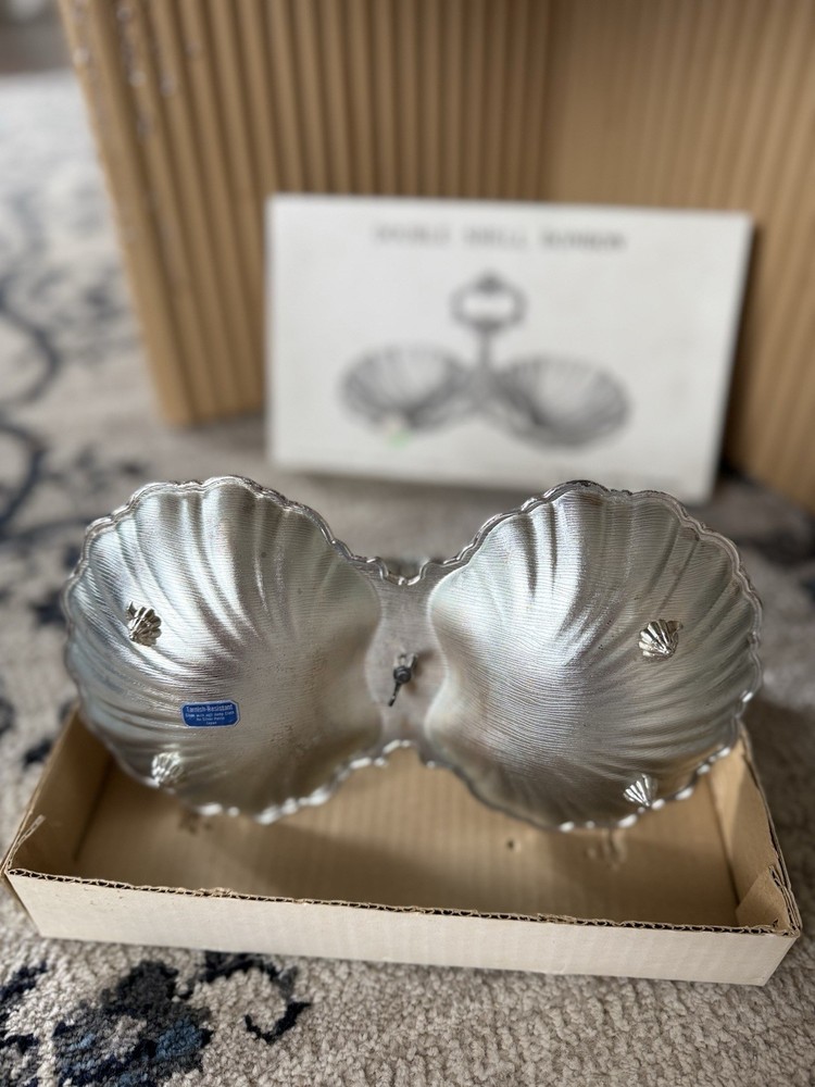 F.B. Rogers Silver Company Double Shell Bonbon Dish Silver Plated