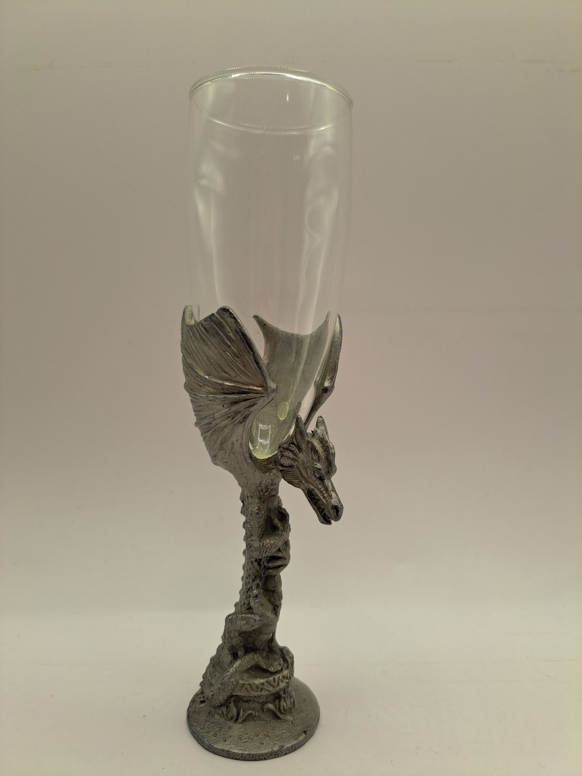 Pewter Dragon Champagne Glass Handcrafted 8"