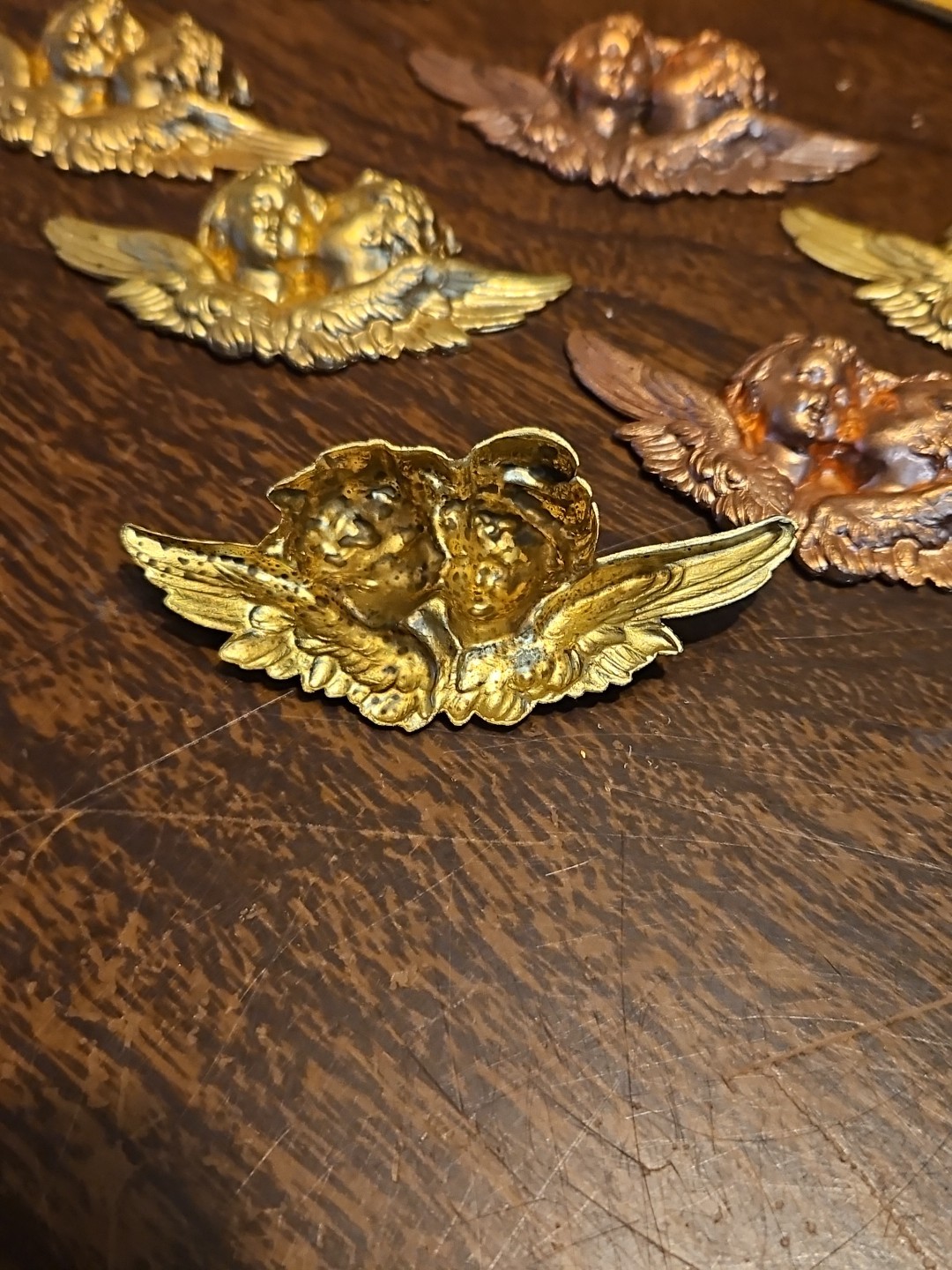 Lot Of 10 Cherub Head Busts France Vintage 60s Brass Stampings Findings Jewelry