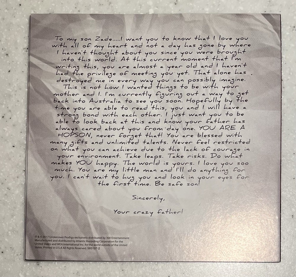 Hopsin No Shame Signed Autographed CD Booklet Near Mint Condition 2017 Rare