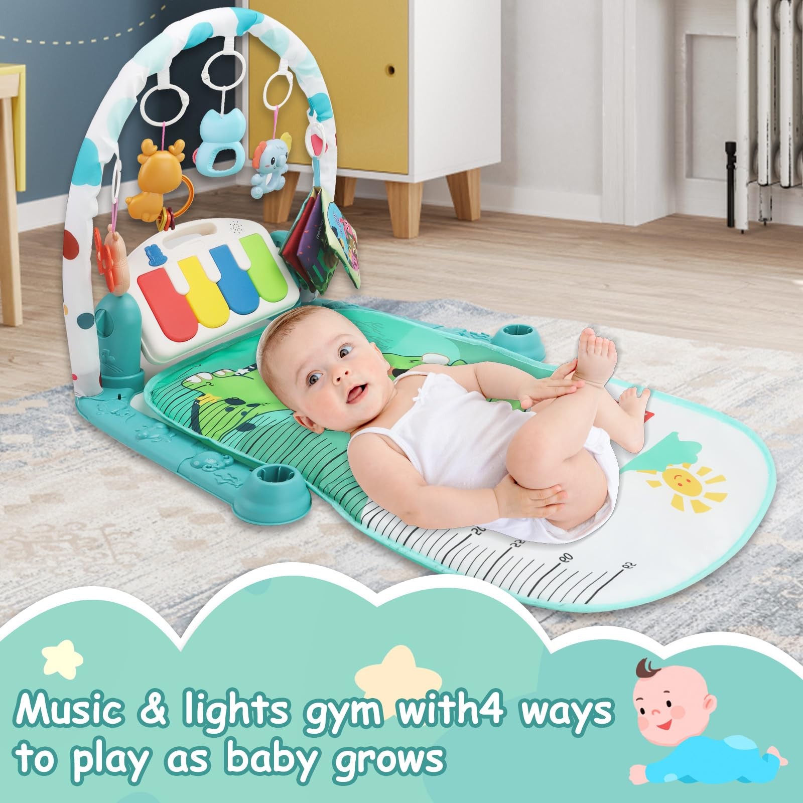 Baby Play Gym Mat, Play Activity Mat with Music and Lights, Piano Gym, Early ...