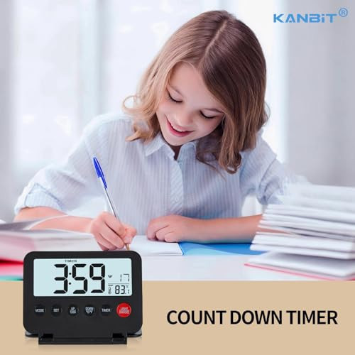 Small Digital Travel Alarm Clock, Large LCD Display Front Button with Date &