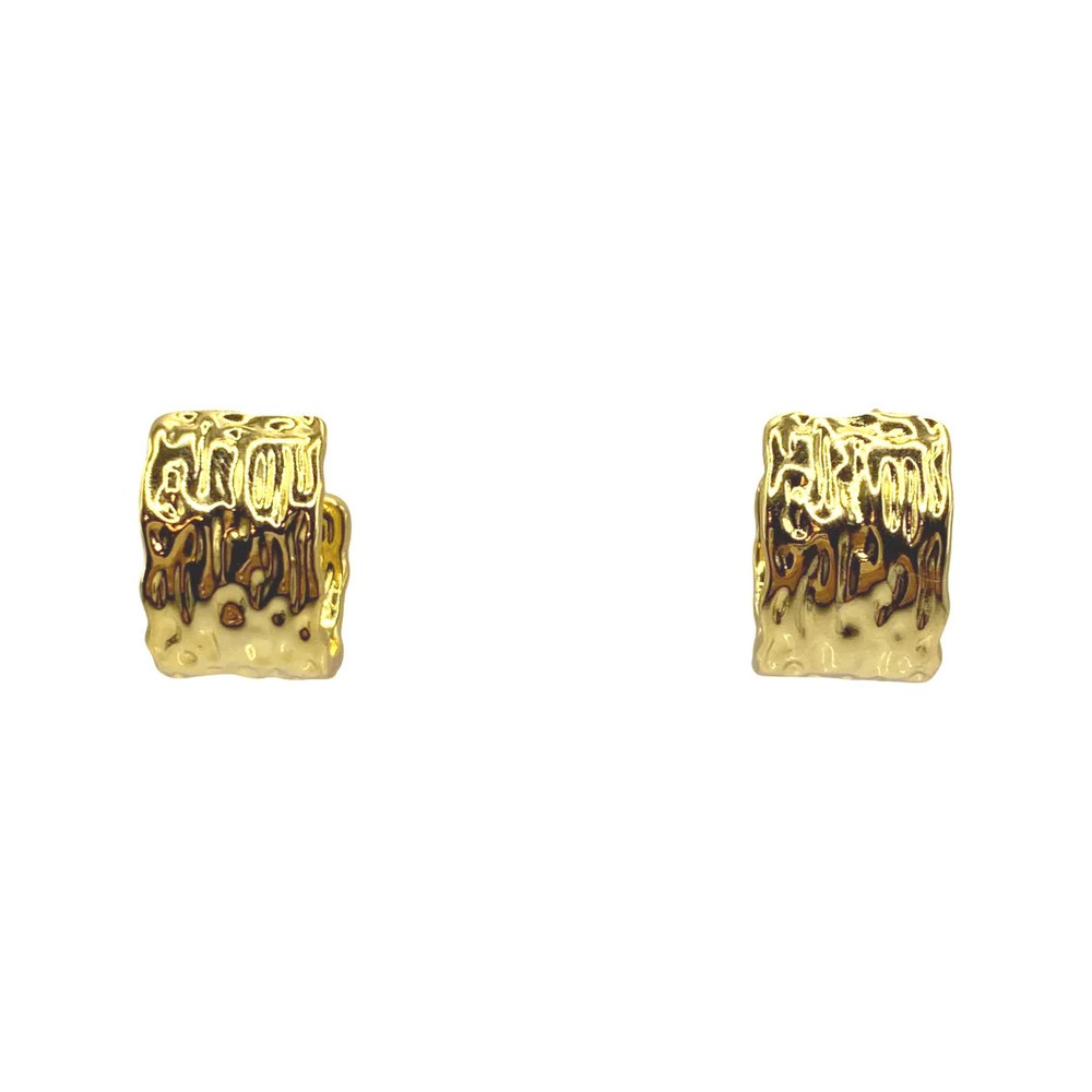 Wide Hammered Gold Hoops