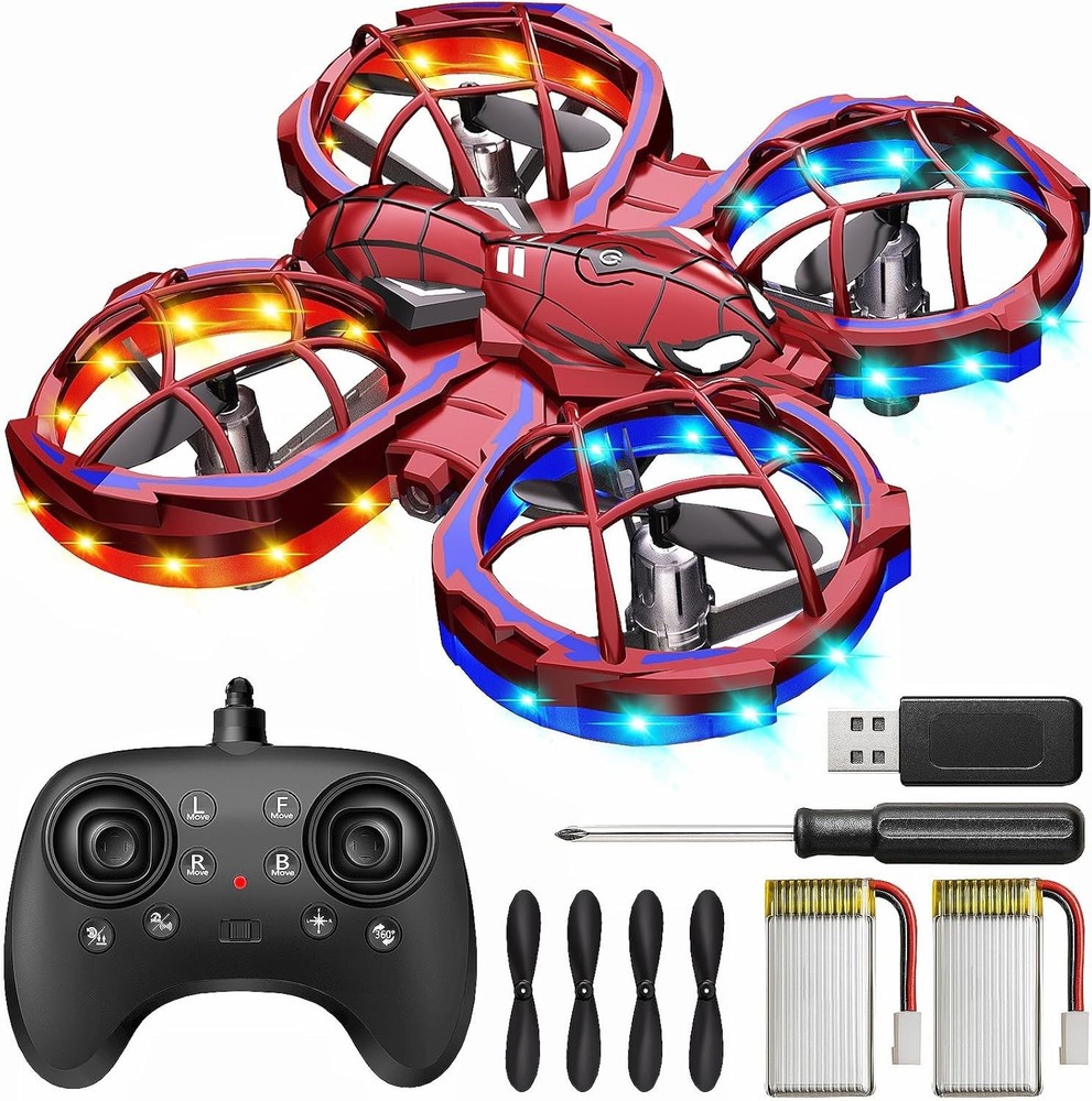 Mini Spider Drone for Kids 1080p Camera Remote Control with Flips Obstacles