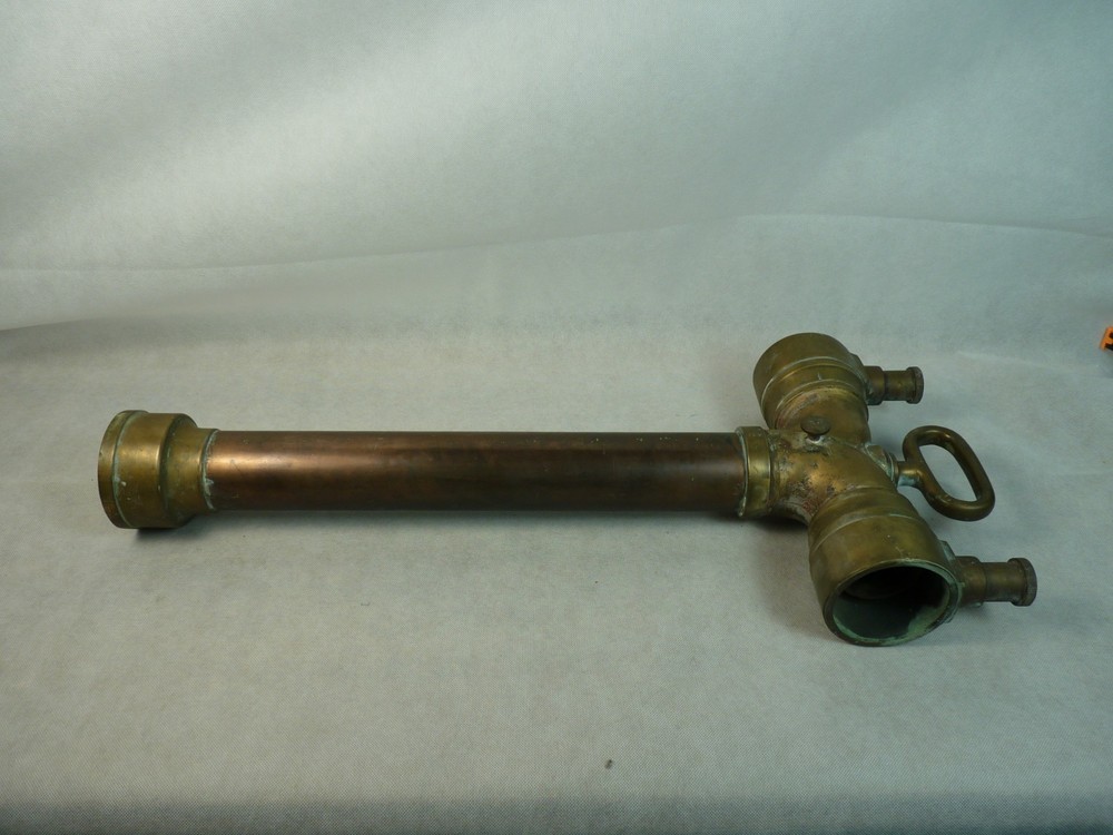 LARGE ANTIQUE SOLID BRASS FIRE BRIGADE HYDRANT STANDPIPE 29" TALL- COLLECTABLE