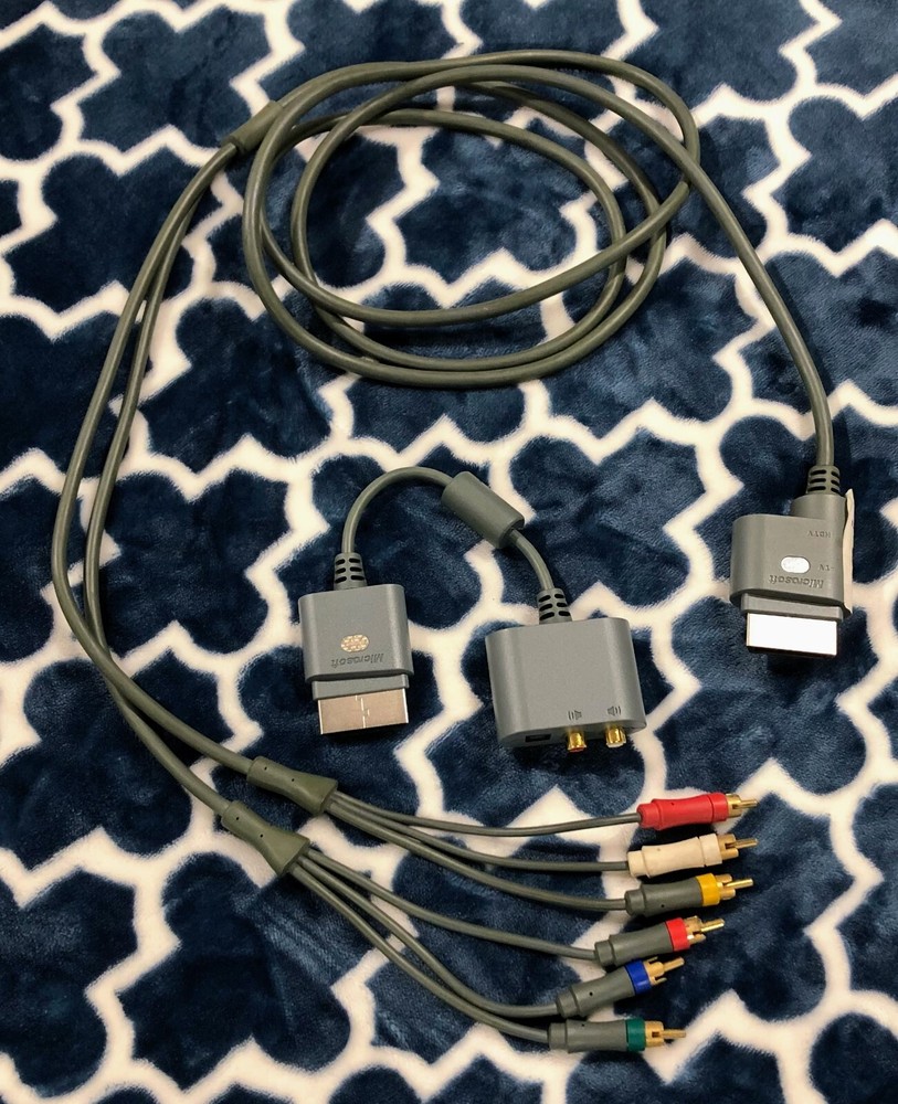 OEM Microsoft Xbox 360 Component HD AV Cable & Audio Adapter Tested