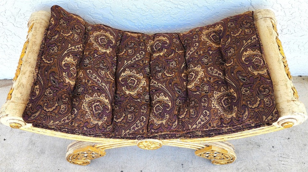 French Empire Gilt Gold Leaf Bench Oversized 48"