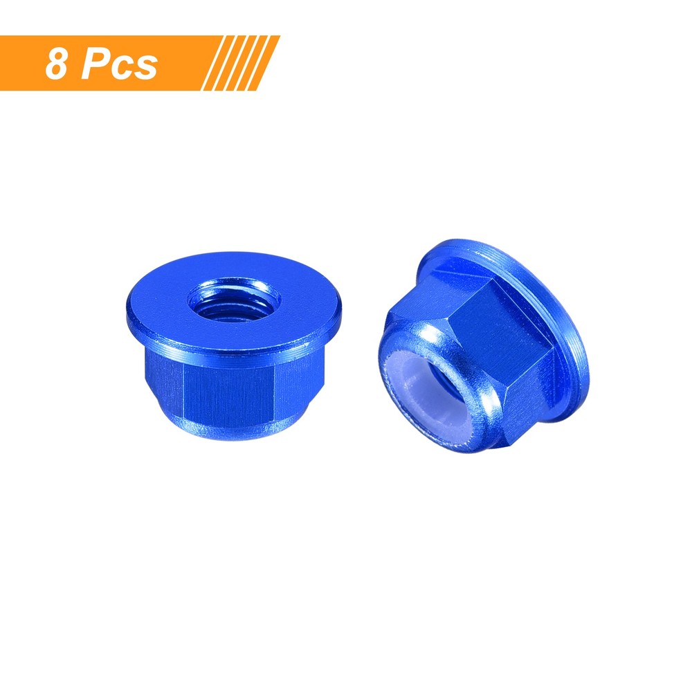 Nylon Insert Hex Lock Nuts, 8pcs - M3x0.5mm Self-Locking Nut(Sapphire Blue)