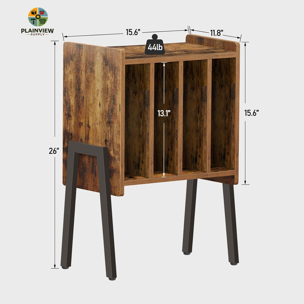 Record Player Stand, Record Storage Table, End Table with Vinyl Holder Display S