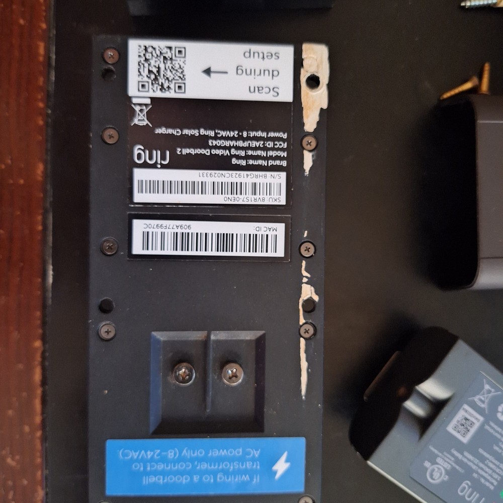 Ring Doorbell 2 with mounting hardware