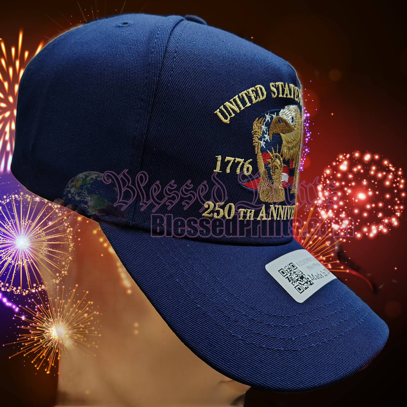 USA 250th Anniversary Hat Cap Eagle 1776 2026 Navy Embroidered Made In USA V1.0