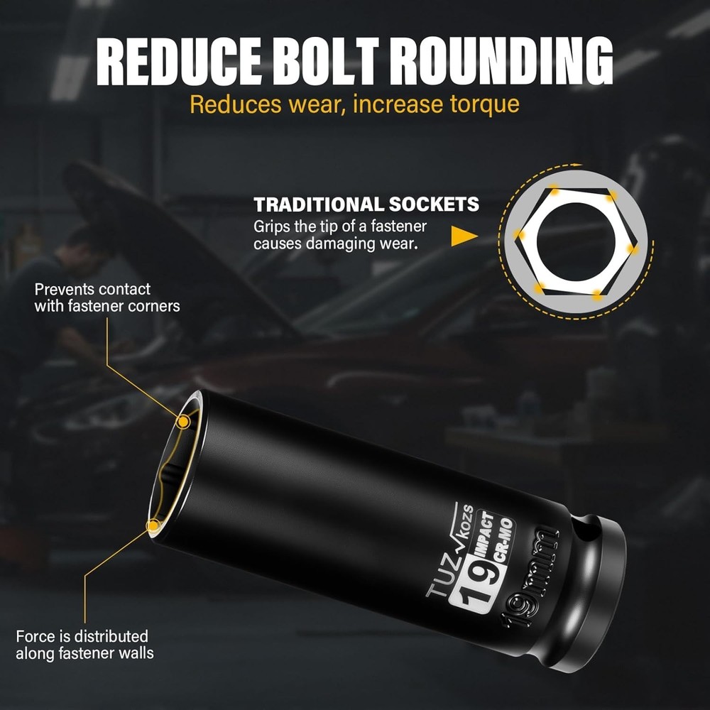 19mm Deep Metric Impact Socket - 1/2" Drive with Radius Corner Technology