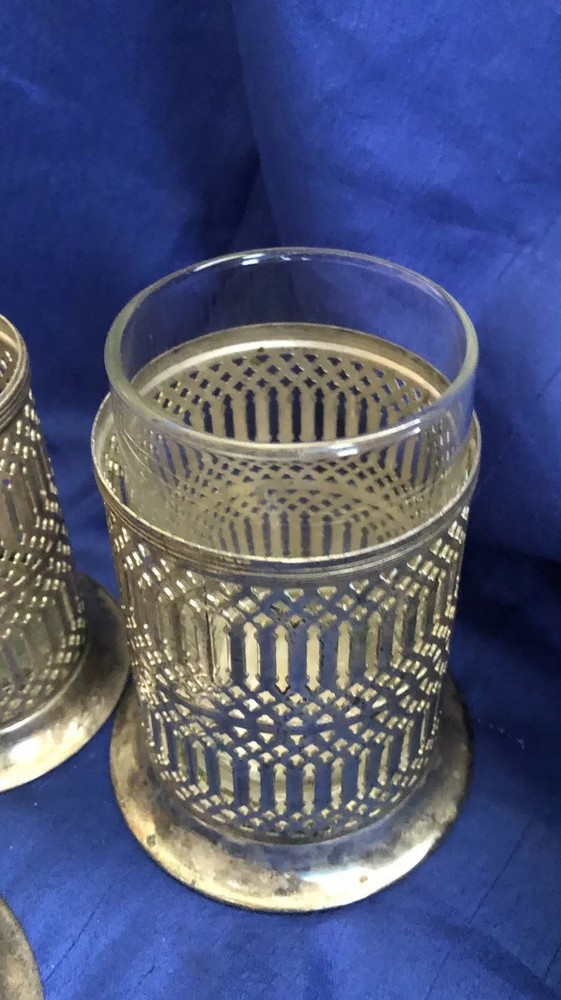 SilverPlate Japan Set Of 3 Round Vase Napkin Candle Holders Lattice Unique Rare