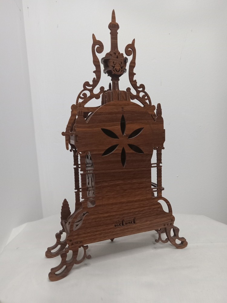 Laser Cut Nicknack 3D Dark Wood Puzzle Model Classical Desk Clock 15" Complete