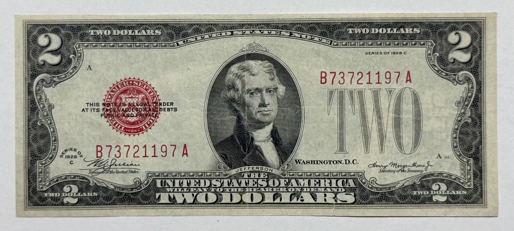 1928-C $2 Bill Red Seal United States Note 197A