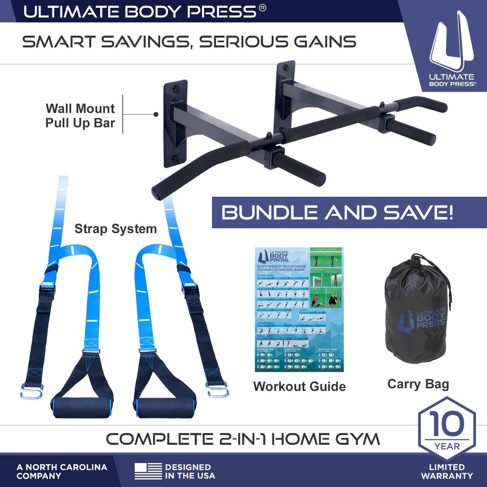 Wall Mount Pull Up Bar and Strap System