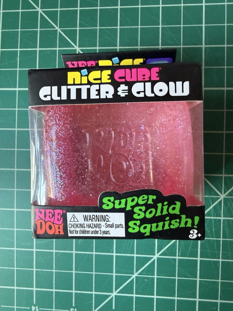 Authentic New NeeDoh Nice Cube Nee Doh Glitter & Glow PINK Sparkle Ice Cube