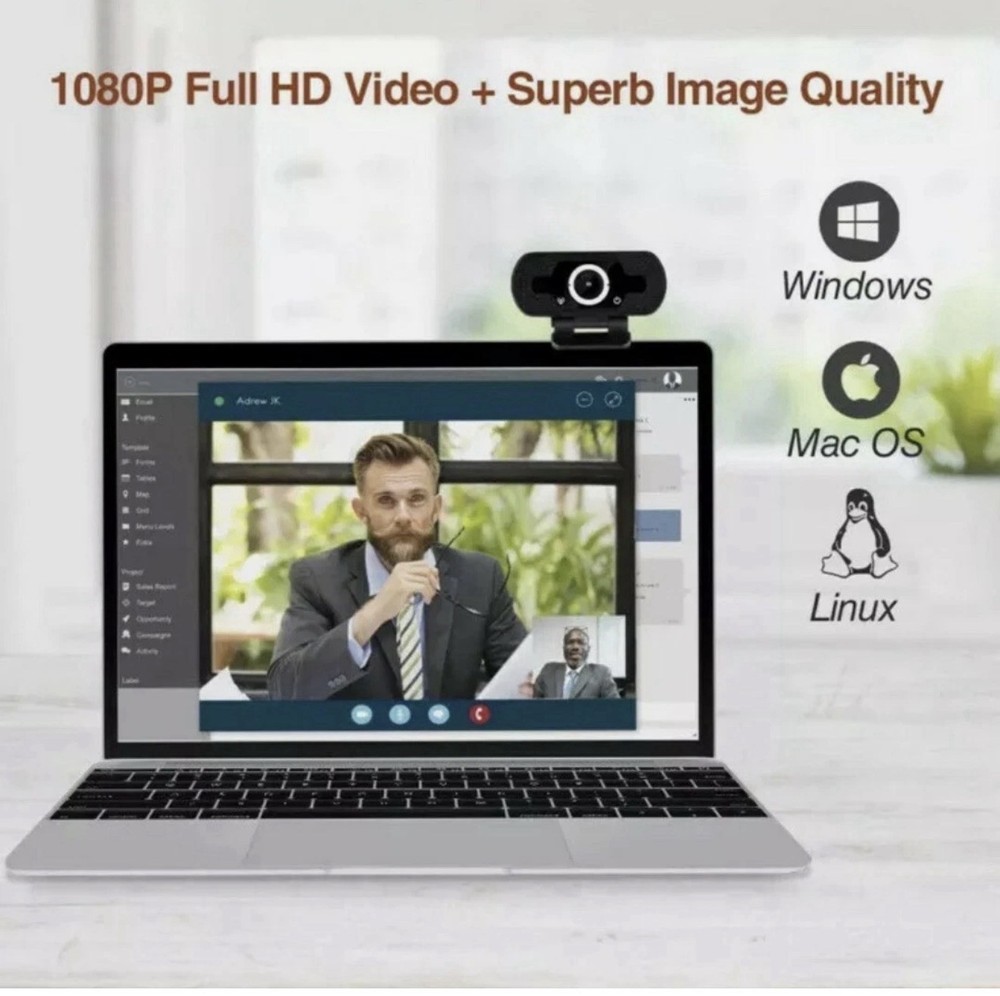 USB Webcam 1080P HD 2 Megapixel Microphone MIC Adjustable Clip Wide Angle