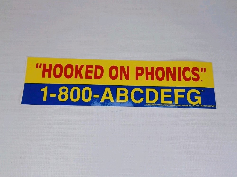 Vintage 1992 Hooked on Phonics Bumper Sticker
