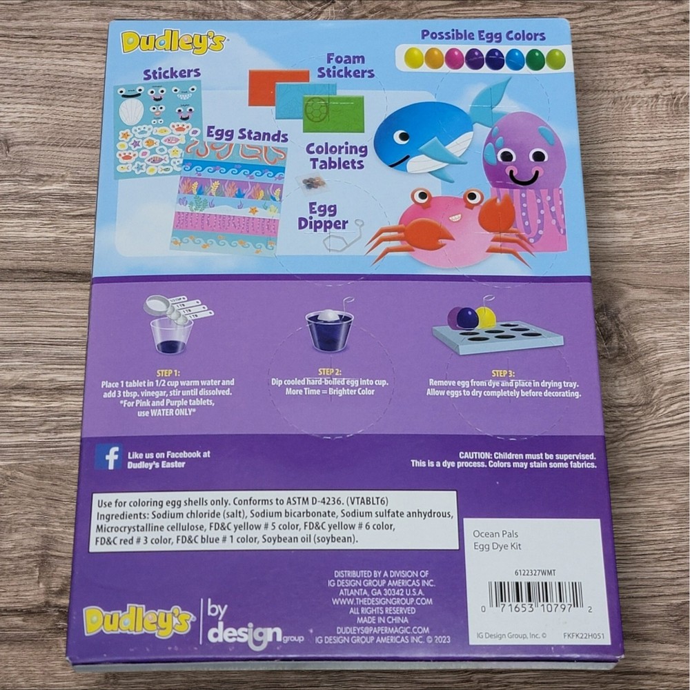 Ocean Pals Easter Egg Decorating Kit Coloring Tablets Stickers Egg Dipper Kids