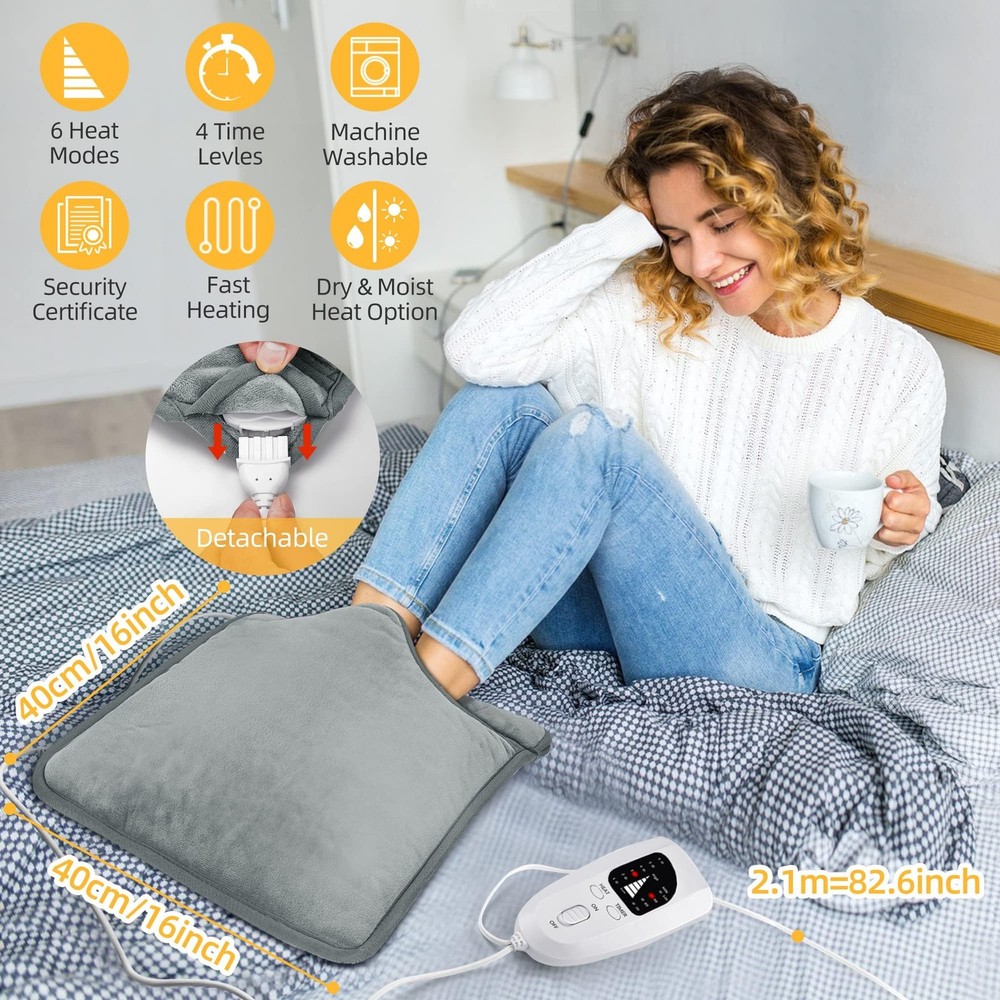 Electric Heated Foot Warmer Pad w Timer Temp Control