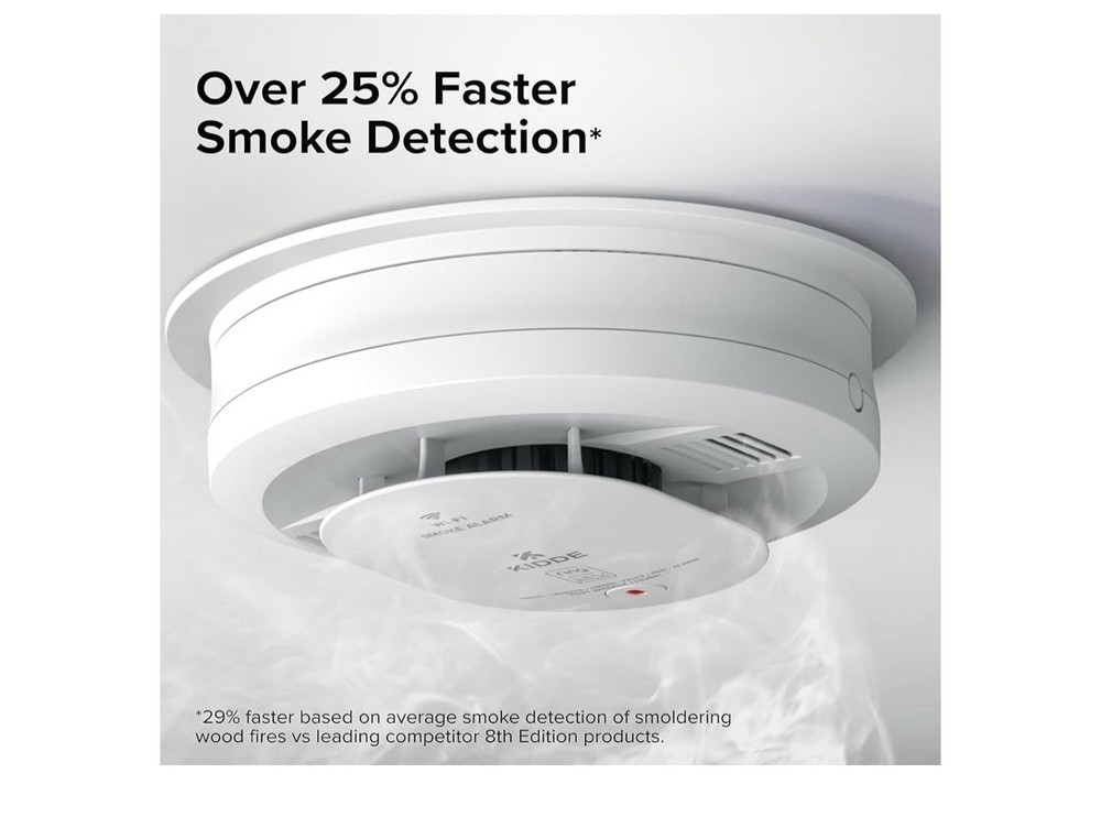 Kidde Smart Smoke Detector Ring App Enabled Hardwired Alarm AA Battery Backup