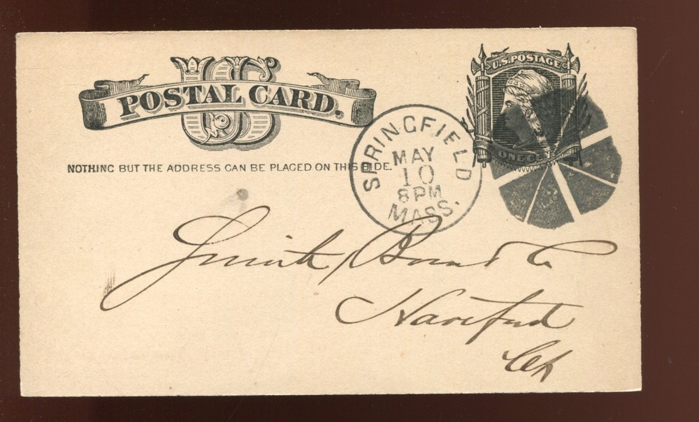 UX7 Postal Card with Springfield MA Fancy  Cancel DC4175
