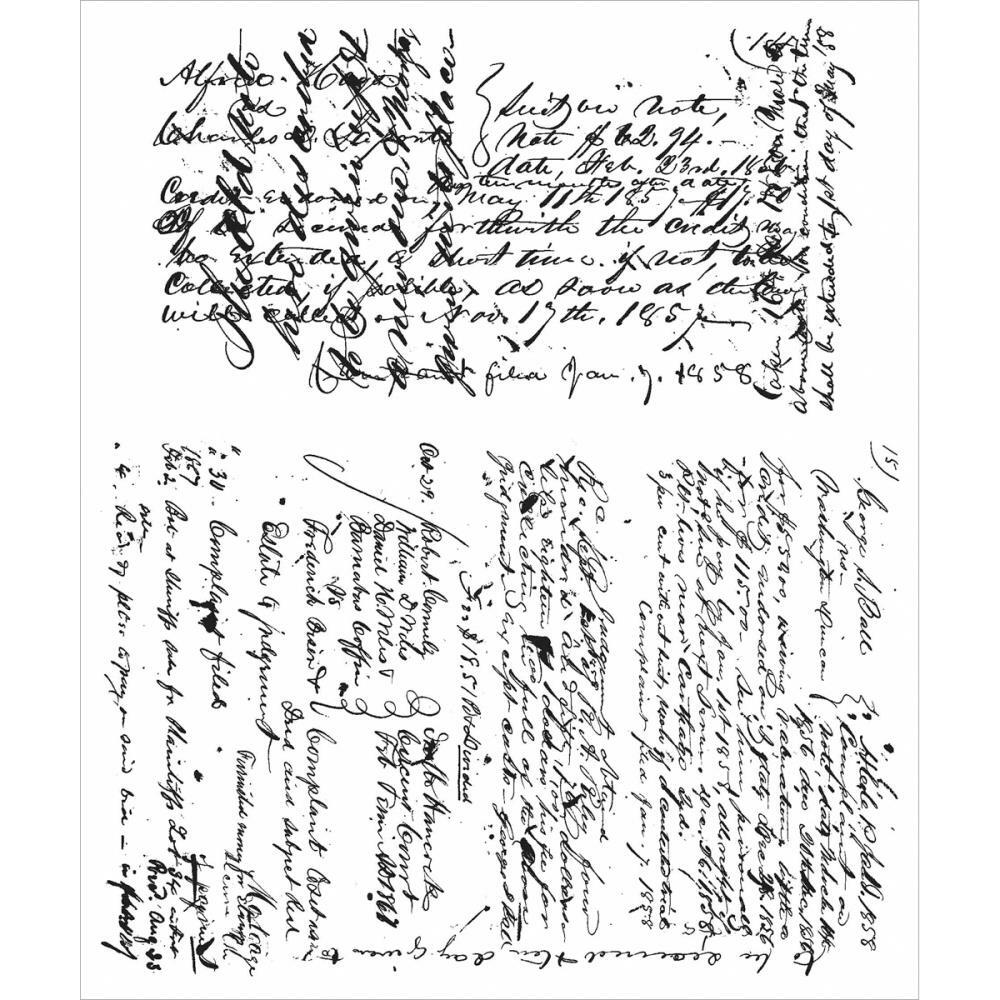 Tim Holtz Stampers Anonymous "LEDGER SCRIPT" Red Rubber Cling Stamp Set