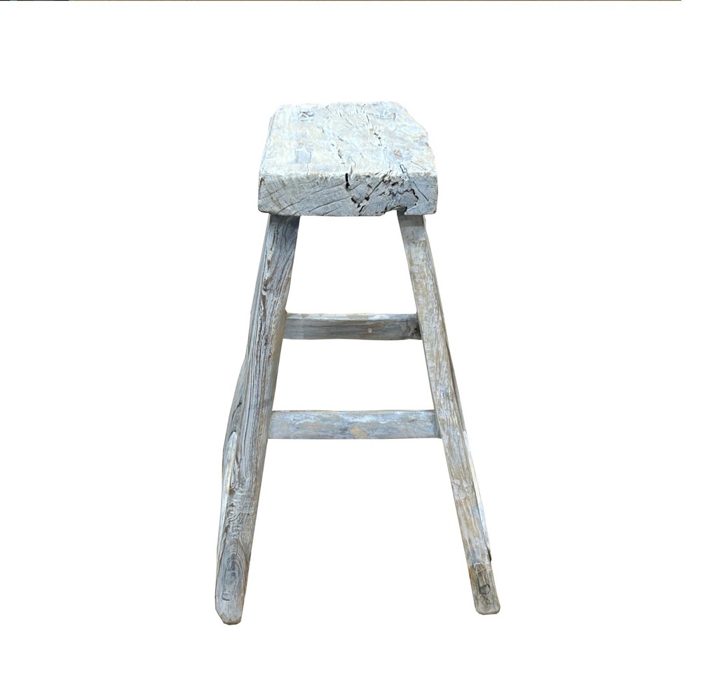 Rustic Raw Rough Wood Grain Rectangle Slim Stool Bench Side Table ws4639