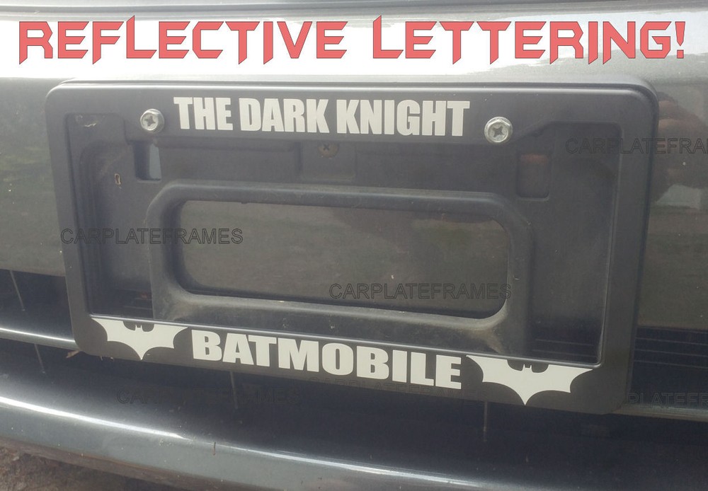 REFLECTIVE THE DARK KNIGHT BATMOBILE   License Plate Frame