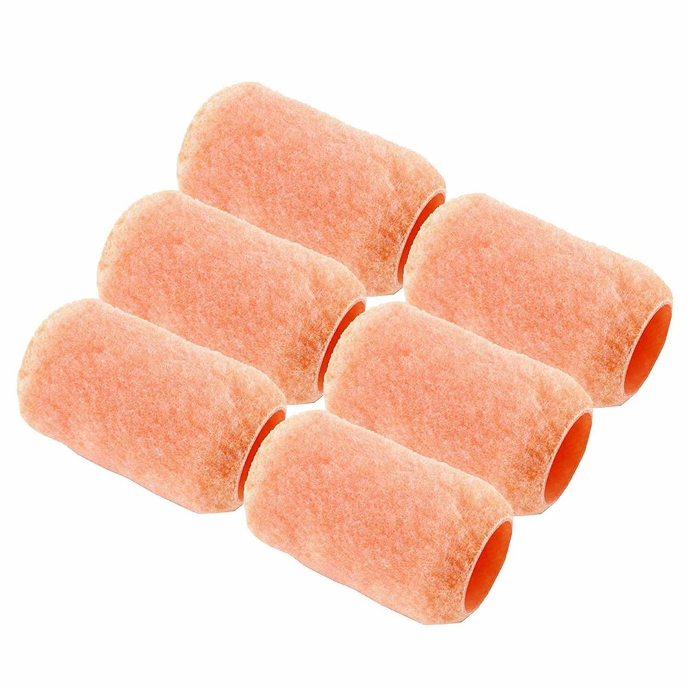Reusable 4" x 3/8" inch Paint Roller Kit - 6 Washable PVC Plastic Core w/ Frame