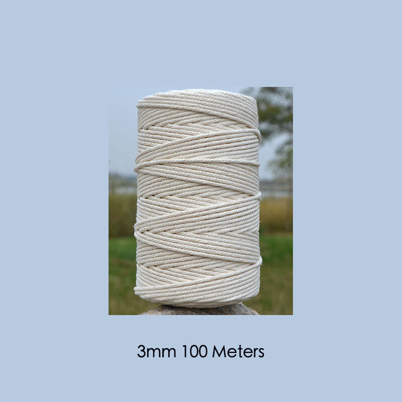 Natural Beige Twisted String Cotton Cord Macrame Rope For Handmade DIY Accessory